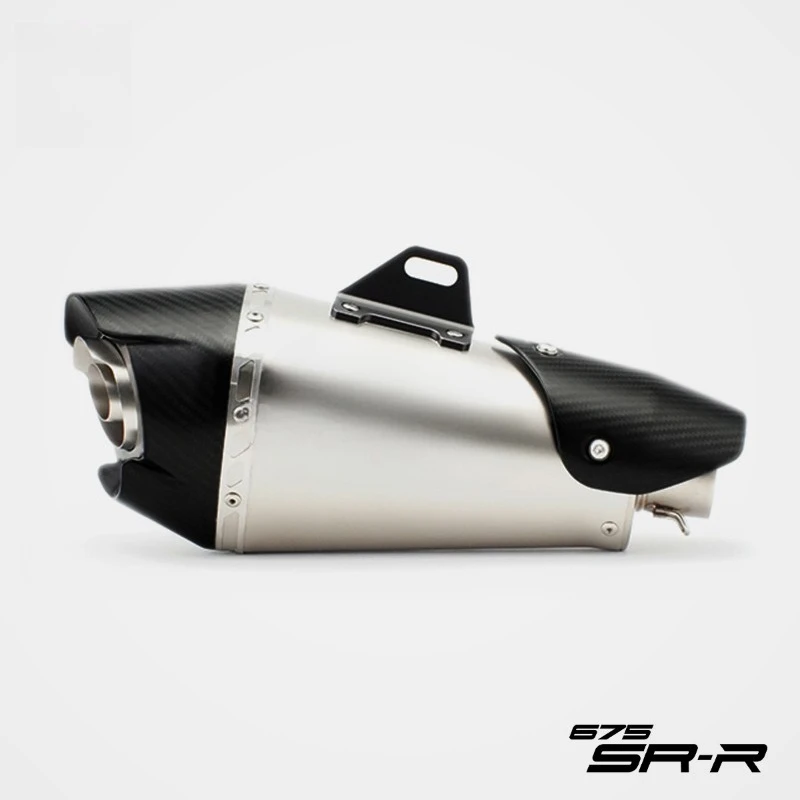 Full Size Custom Motorcycle Exhaust PipeRS Chunfeng 675SR/NK Modified Full-section AT2 Small Oblique Exhaust Pipe Through Side R