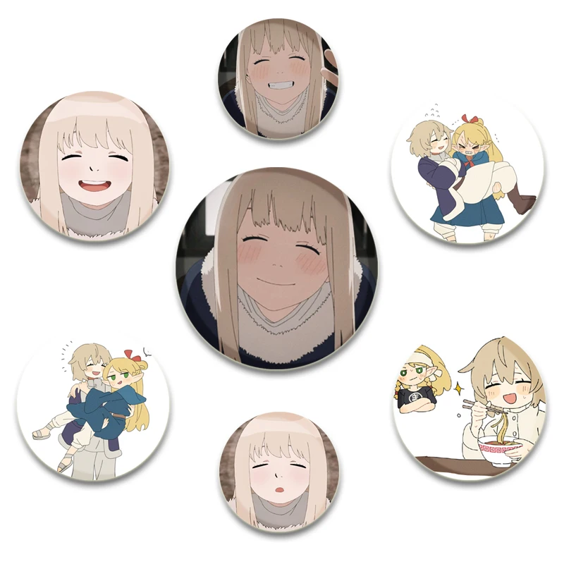 

58MM Anime Delicious in Dungeon Creative Round Brooch Cartoon Badge Snap-in Button Pins for Backpack Hat Jewelry Accessories