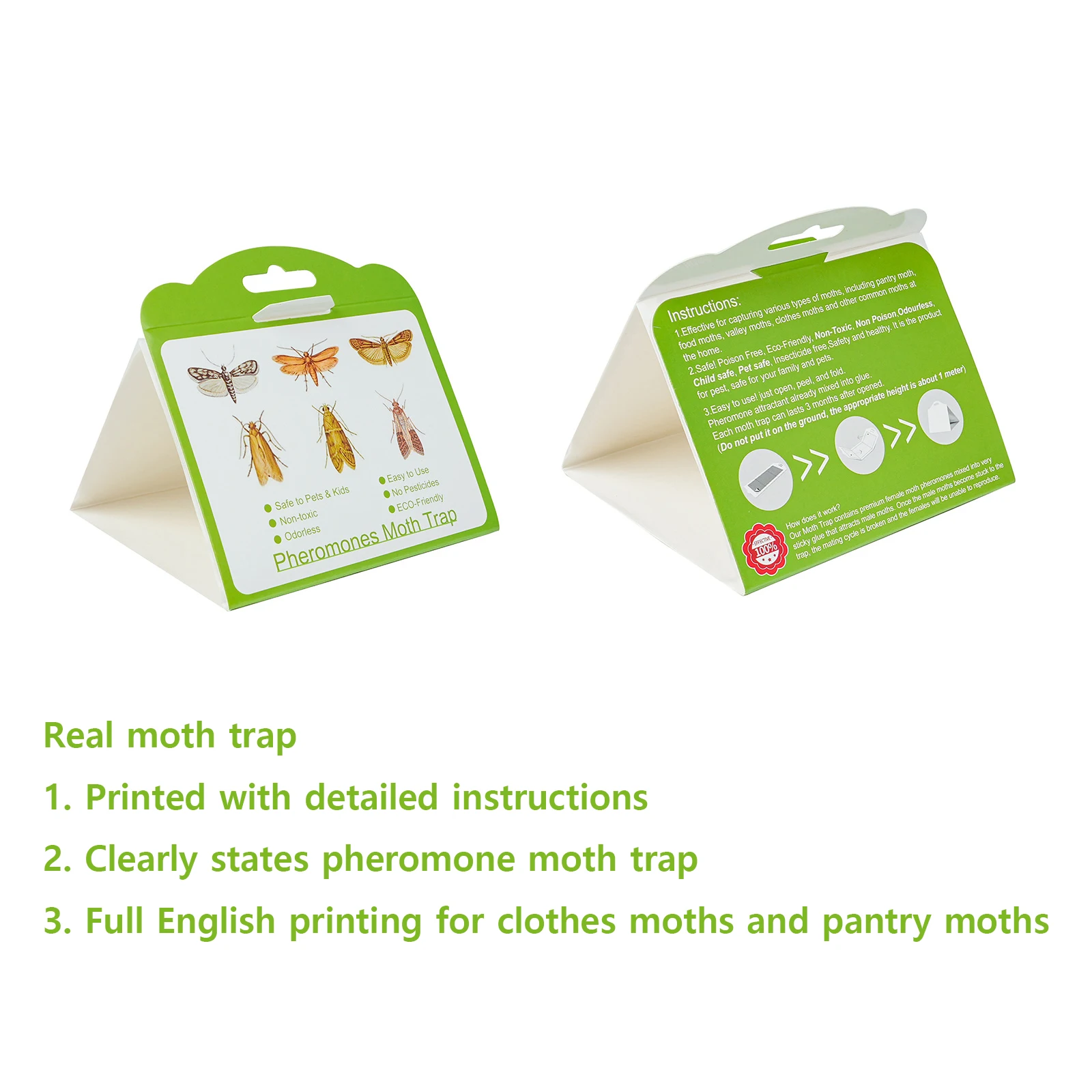 8 PCS Real Pheromone Moths Trap Effective Pantry Clothes Kitchen Food Trap Sticky Moth Fly Pest Control Moth Mole Treatment