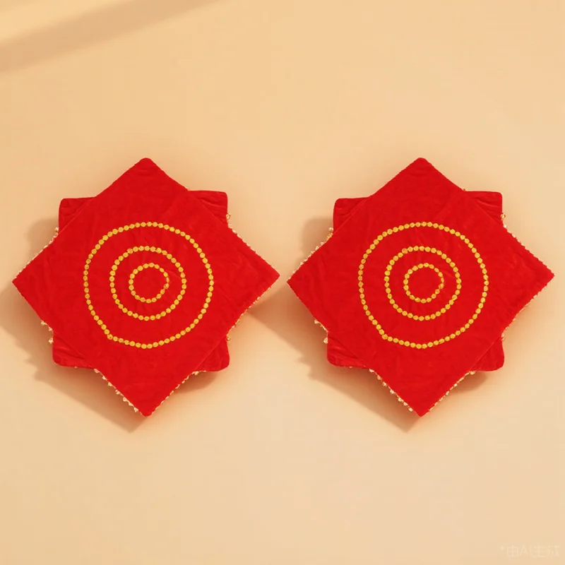 

2Pcs Red Dance Handkerchief Pleuche Rotating Performance Props for Yangko Party Masquerade Cosplay Worship Flags for