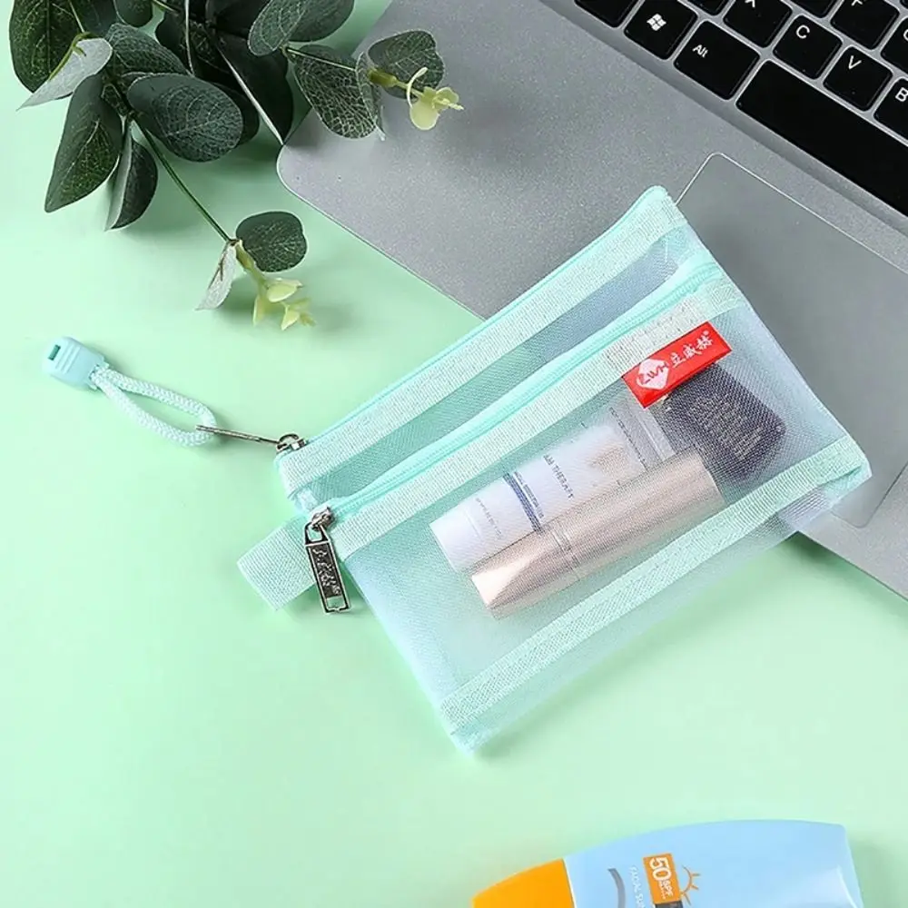 تغيير حقيبة التخزين طبقة مزدوجة أكياس العملات المعدنية حقيبة مستحضرات التجميل حافظة للبطاقات حقيبة شبكية شفافة حقيبة العناصر الصغيرة بلون محفظة نسائية للعملات المعدنية الصغيرة الرجال #5