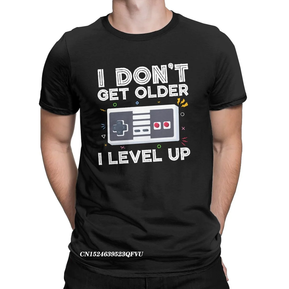 Men I Don\'t Get Older I Level Up SNES Controller Tshirt Pure Cotton Clothes Humorous Manga Tee Shirt Graphic Printed T-Shirt