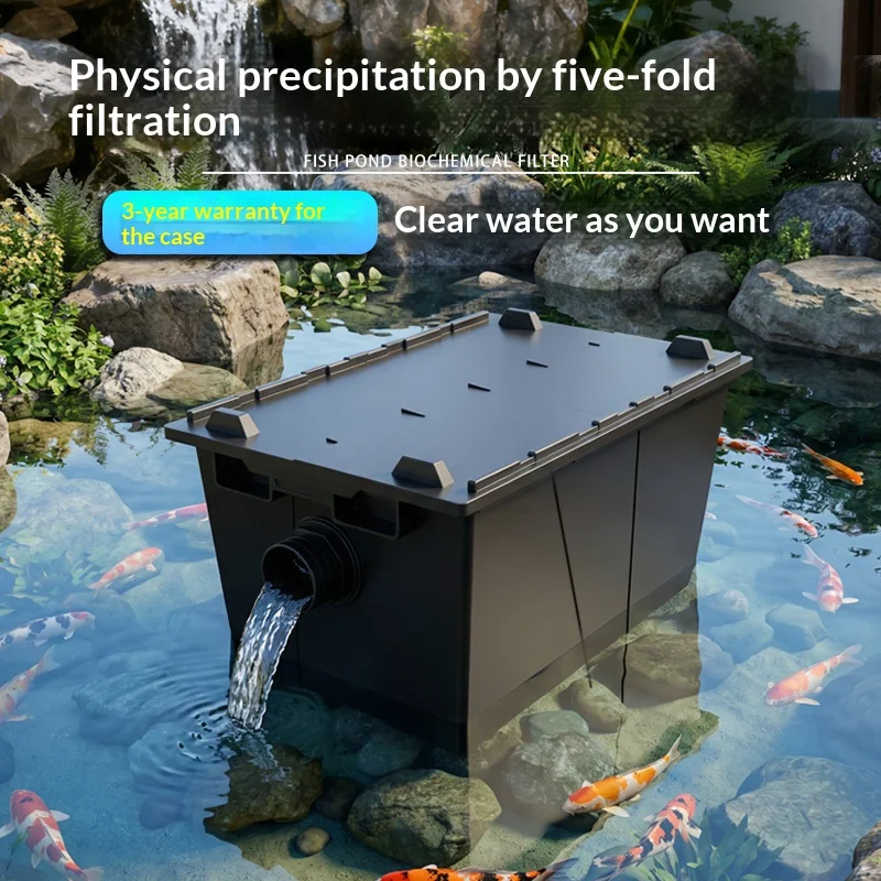 Aquarium, fish pond, square plastic filtration system, koi box, biological large filter, with pump, UV lamp, UV suppressor
