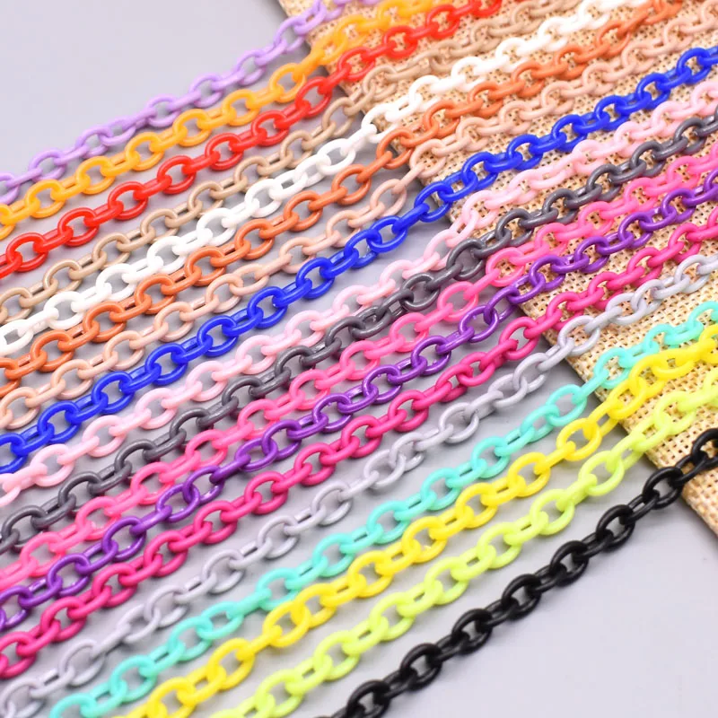 

New Color Width 6mm Small Length 50cm Acrylic Link Chain Lobster Clasp Chains For Key Eyeglass Chain Making Jewelry Necklace