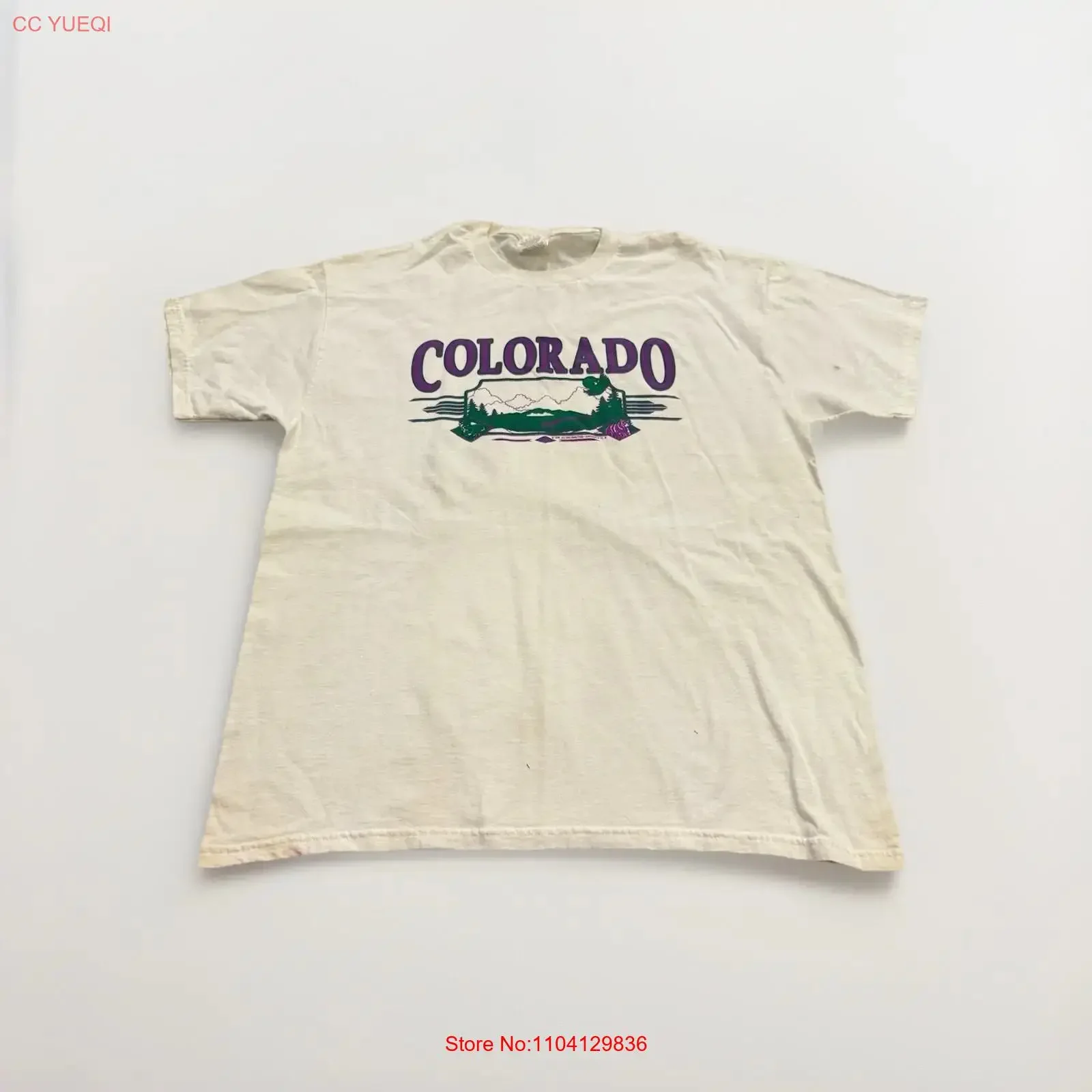 Vintage 90s JJ Distributing Mens White Colorado  T shirt Size L vintage Washed designer clothes fashion Soft Stylish graphic