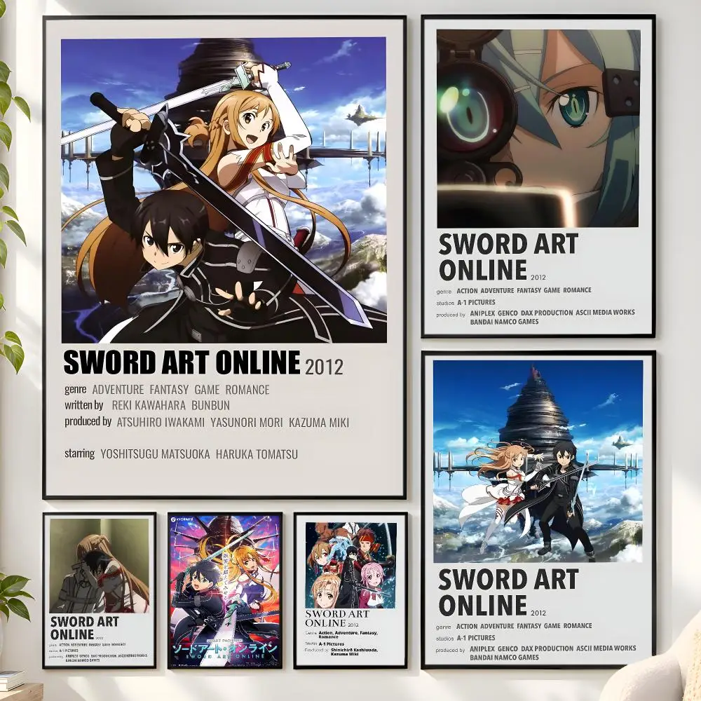 S-Sword Art O-Online Japan Anime Poster Matte Wall Peel And Stick Decor Bedroom Living Room Office Dorm Home