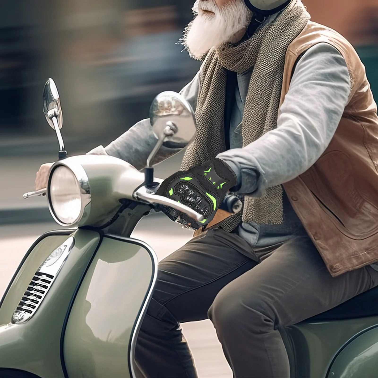 

Cycling Touchscreen Gloves Men Full Finger Motorcycle Riding Reflective Breathable Green Cloth Work