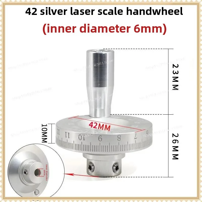 Silver Metal Laser Scale Manual Hand Wheel Slide Table Machine Tool Special Hand Wheel Handle Inner Hole 8/10/12 Mm