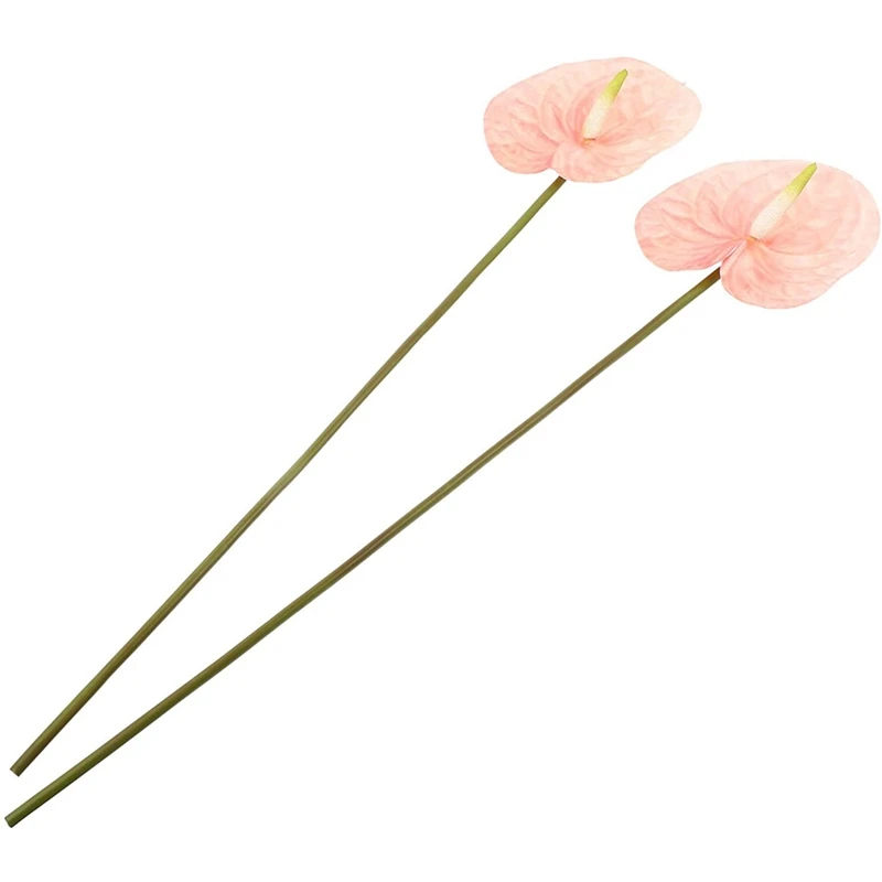 2Pcs Artificial Anthurium Flowers Realcontactbouquet For Home Decor Bridal Wedding Floral Arrangement