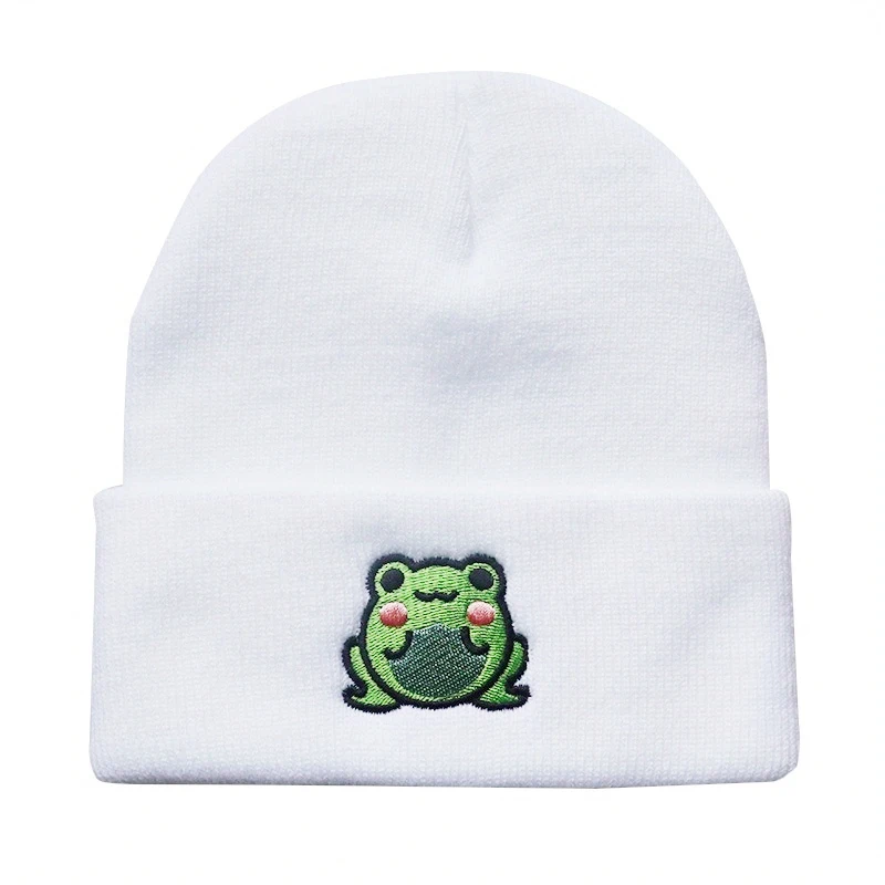 Fashion Frog Embroidery Knitted Hat Woman Men Autumn and Winter Warm Beanies Acrylic Knit Caps