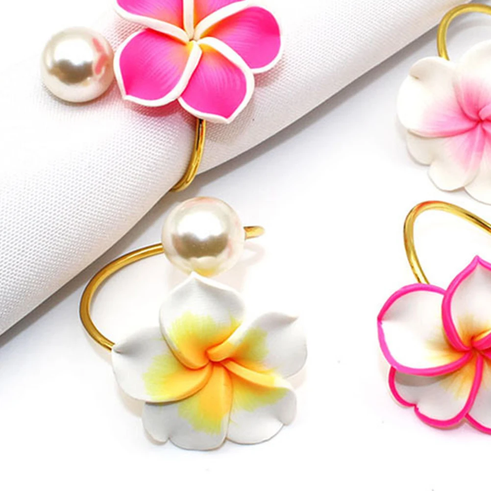 

6pcs Rings Serviette Buckles Frangipani Flower Decor Serviette Buckles Household Accessories Kitchen Bar