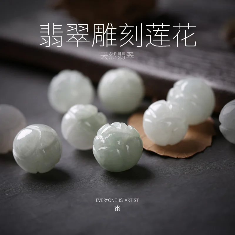 Myanmar Grade A Jadeite Burma Jade Lotus Flower Beads For Jewelry Making Diy Bracelet Charms Necklace Pendant Earring Accessorie