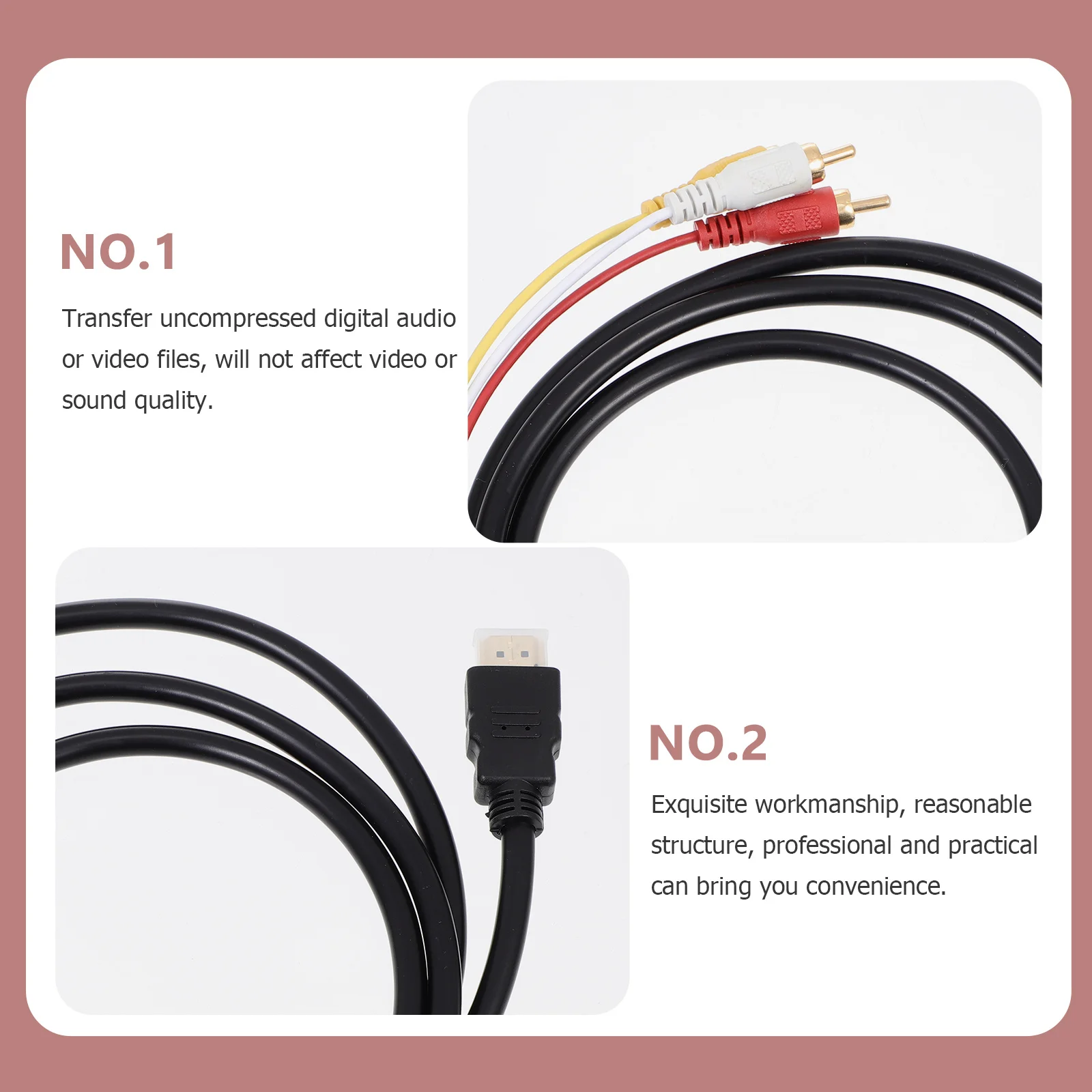 

to Conversion Cable Solid Durable Adapter Cable Video to Patch Cord High Definition Transfer Multimedia Connecting