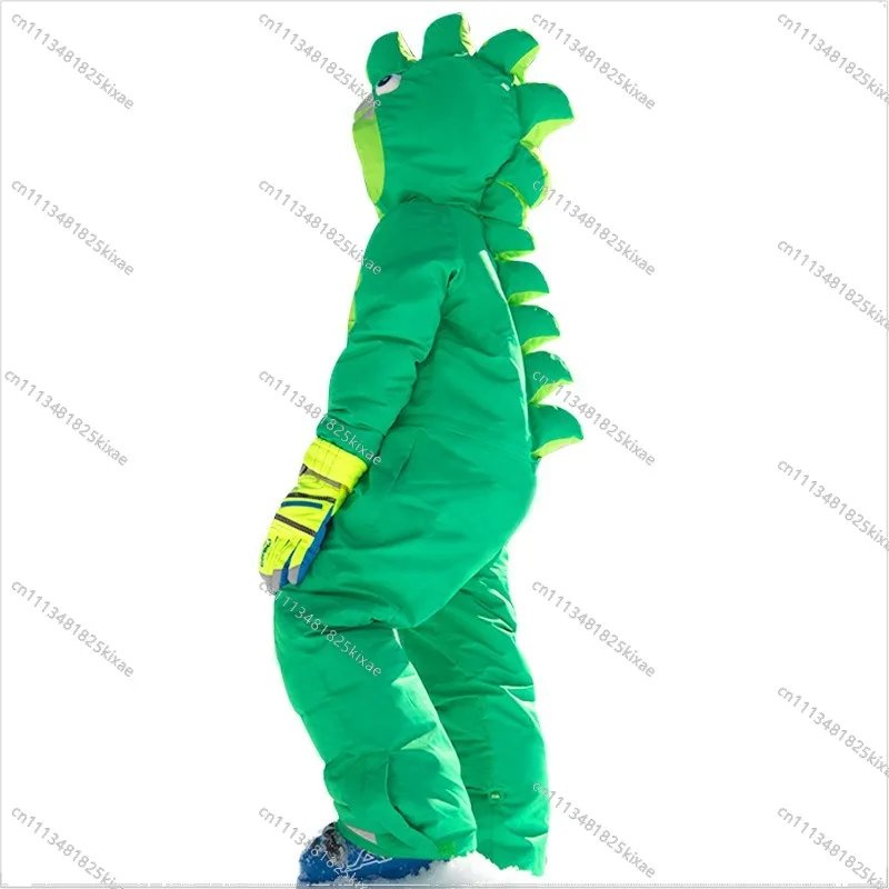 For Children Outdoor One-piece Ski Suit Boys and Girls Animal Style Cartoon Dinosaur One-piece Suit