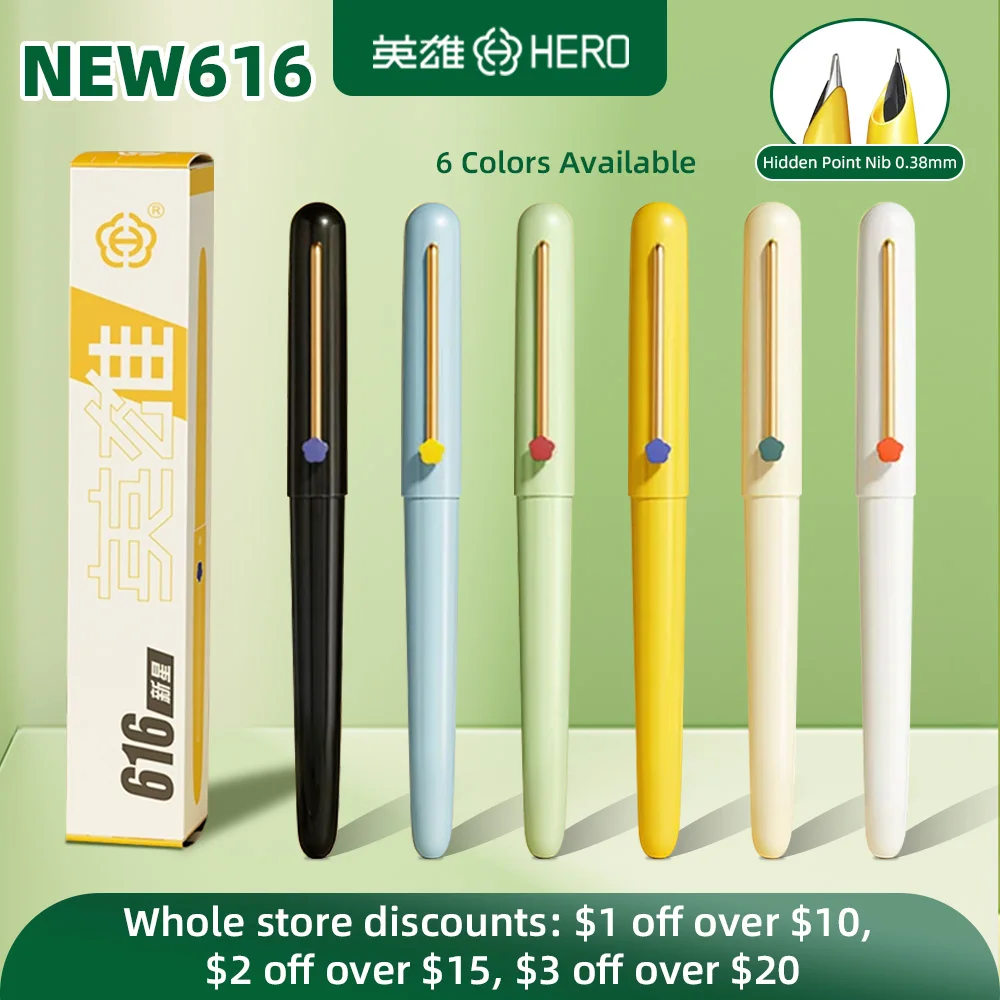 

Hero 616 Multi-Color Concealed Nib High-Density Iridium Fine Nib Smooth Writing No Skipping No Paper Scratching for Daily Practi