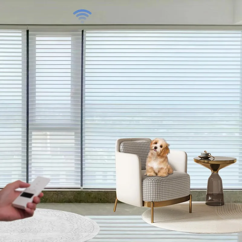 Smart Motorized Shangri-la Shades  Size Window Blinds Remote Control Compatible with Alexa Google for Home Automation