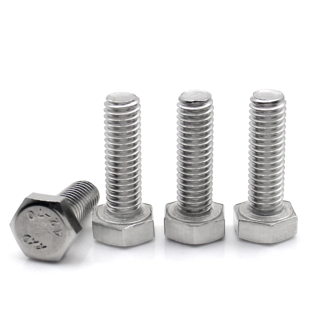 2-20pcs 304 Stainless Steel Hex Head Bolt Hexagon Screw External Hex Bolt DIN933 Full Thread M3 M4 M5 M6 M8 M10 M12