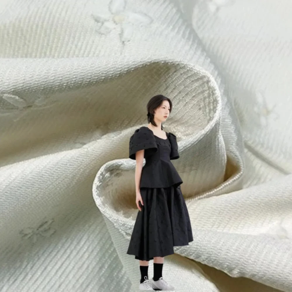 

Solid Color Dark Grain Yarn Dyed Jacquard Fabric Spring Autumn Poncho Skirt Suit Windbreaker Suit Jacket Fashion Sewing Cloth