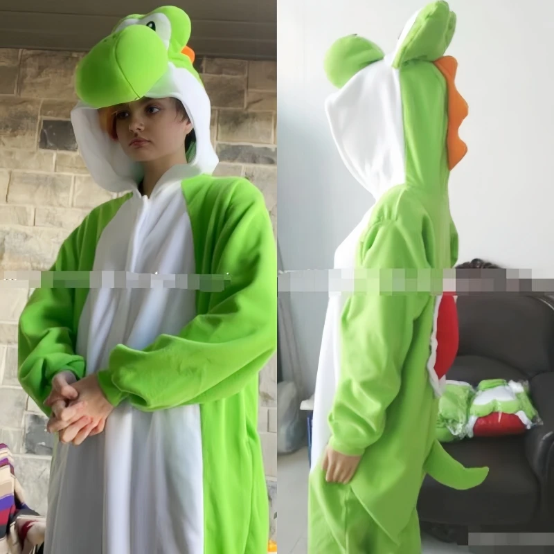 New Mario Bros Yoshi One Piece Pajamas Anime Men Halloween Cosplay Jumpsuit Costume Cartoon Carnival Party Role Play Props