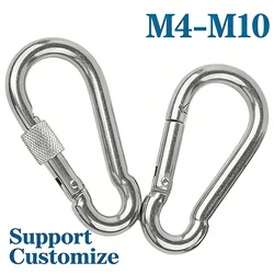 M4 M5-M10 304 Stainless Steel Spring Snap Carabiner Quick Link Lock Ring Hook snap shackle Chain Fastener Hook Support Customize
