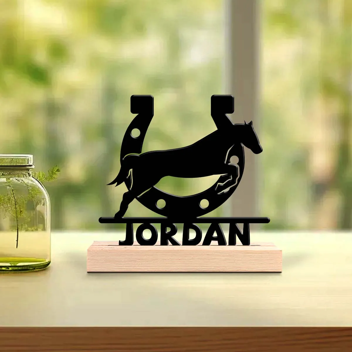 1pc Metal Desktop Ornaments and Decorations Custom Name Equipped with A Wooden Base Modern Rural Home Desktop Decorations
