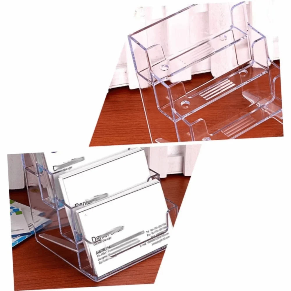 New Plastic Card Box Display Stand Transparent Name Cards Display Stands Storage Sticky Note Holder Business
