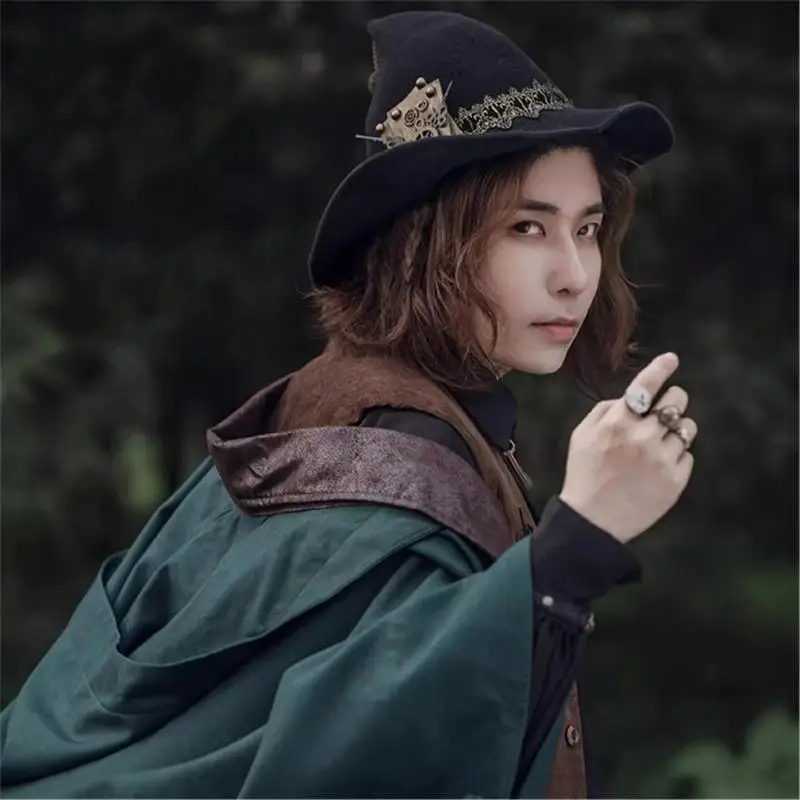 Chapeau sorcière d'halloween 39BD, chapeau magicien rétro délicat pour mascarade, accessoire Costume Cosplay à