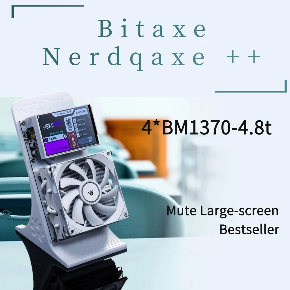 Factory Bitaxe NerdQaxe++ 4.8TH/s Bitcoins Miner 4 Pieces BM1370 Asic Chip Solo BTC 68W 2.4G WiFi Big screen