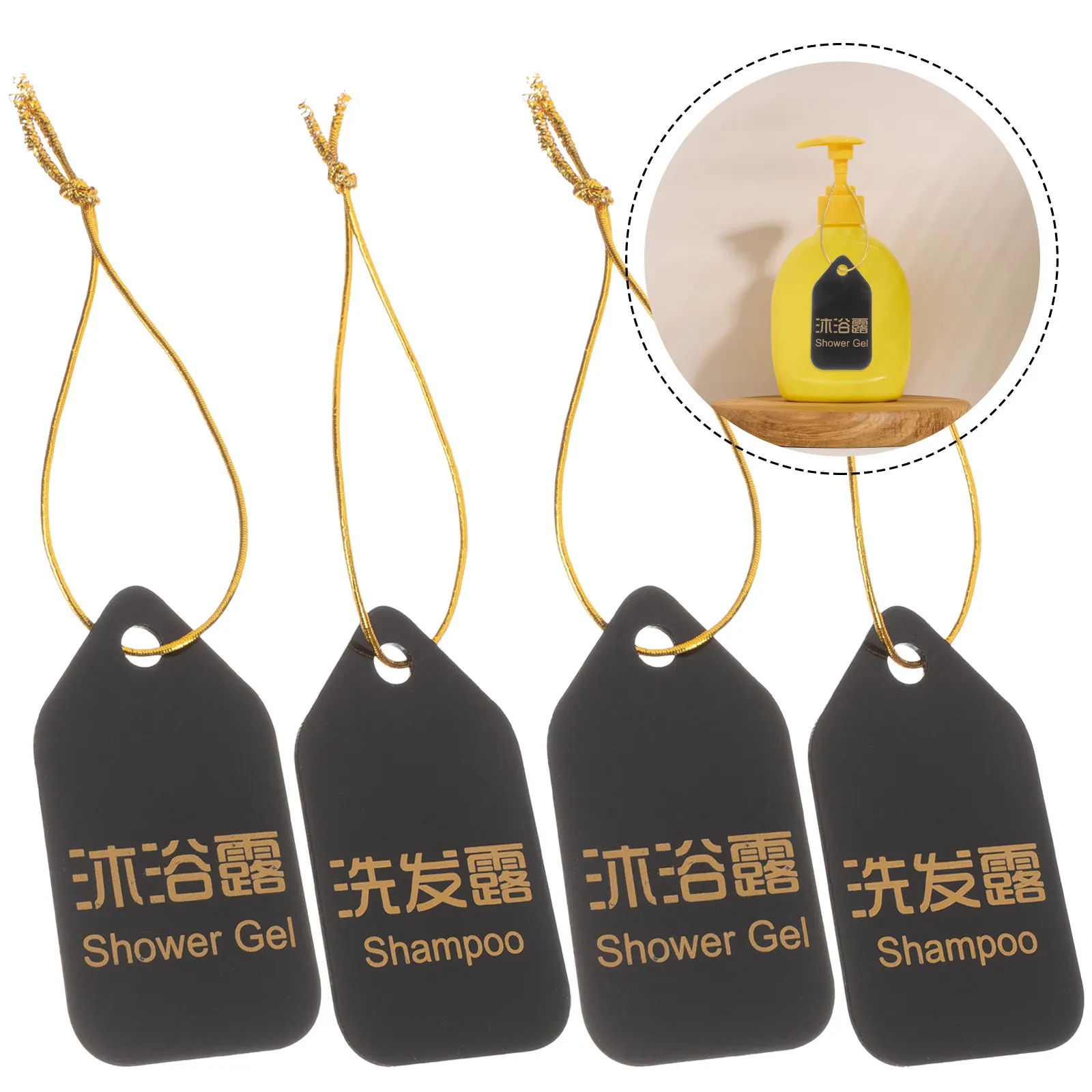 1Set Clear Printed Acrylic Toiletries Labels Shampoo Dispenser Tag Shower Gel Acrylic Tag Bathroom Label Reusable Decoration