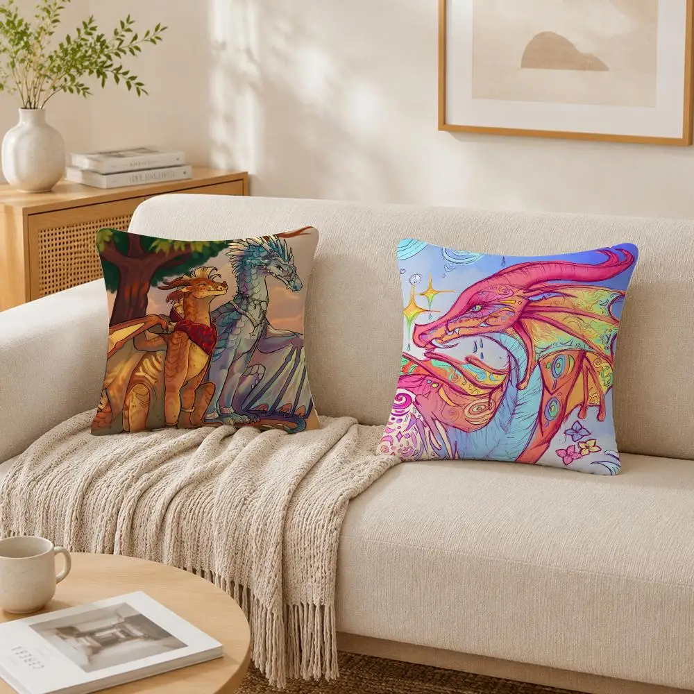 Novel W-Wings Of Fire Cushion Cover Plush Decorative Pillow Case With Hidden Zipper Cutecore Room Decor For Home