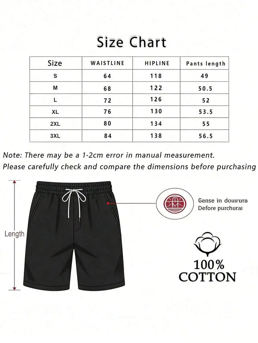 

Loose Washed Cotton Shorts For Men Casual Knee Length Drawstring Waist