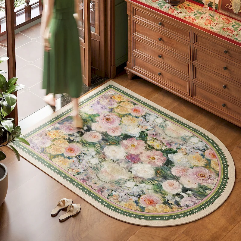 VIKAMA Retro Color Flower Game Table and Chair Carpet Anti slip Acoustic Soft Carpet Elegant Home Decoration