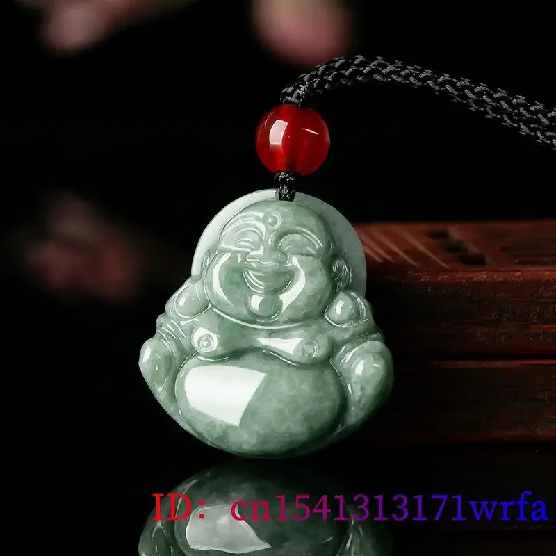 Burmese Jade Maitreya Pendant Natural Green Necklace Jadeite Carved Gemstones Man Necklaces Real Men Gifts for Women Jewelry