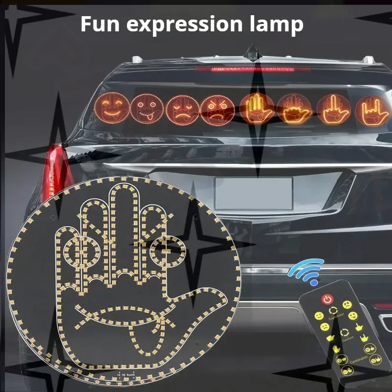 Creative Fun Three Models Gesture Lamp Car Interior Rear Windshield LED Hand Gesture Sign Middle Finger Sign Warning Brake Light