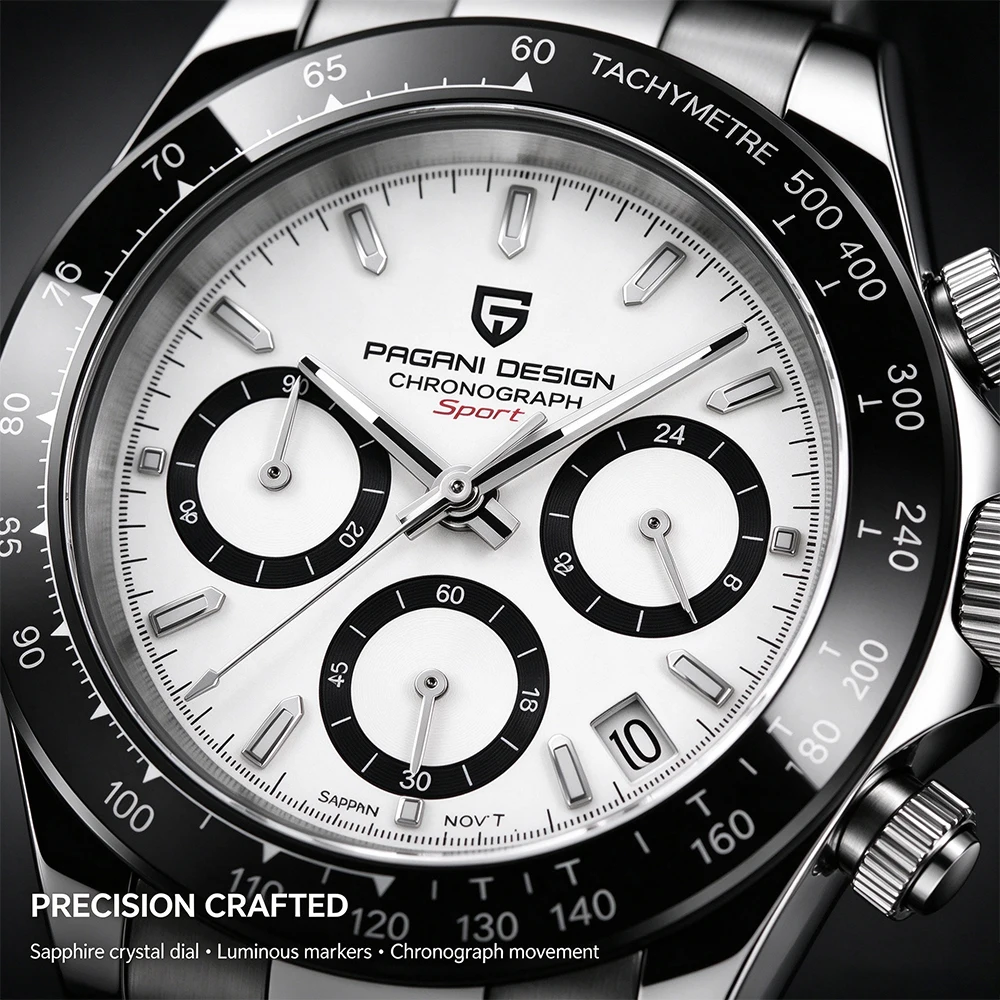 PAGANI DESIGN 2026 New 40MM Classic Retro Series Multi Functional Men Quartz Watch VK63 Mov Sapphire Glass Stainless Steel 100 Waterproof Chronograph Watches for Men Gift