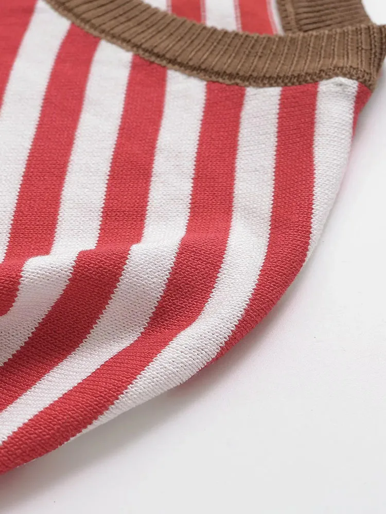 Women 2025 Winter New European And American Style Fashion Simple Casual Women's Loose Striped Round Neck Long Sleeve Sweater