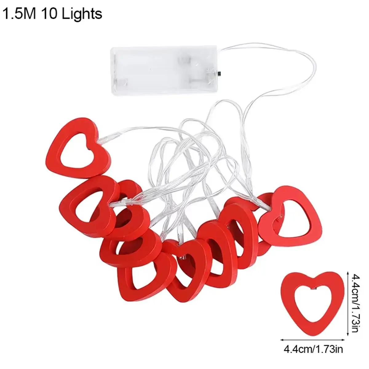 1.5m Wooden String Light Party Lights Red Heart Led For Decoration Fairy Wedding Warm White Battery Operated Outdoor Indoor Room