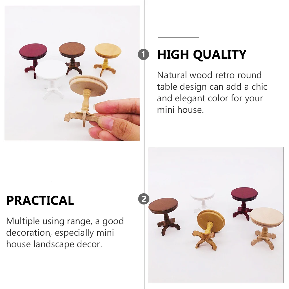 1pc de madeira resistente mini mesa redonda decoração para casa adorável móveis ornamento para mini casa decoração leve