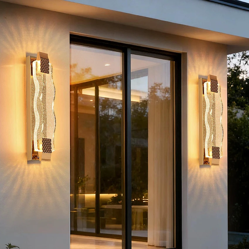 Outdoor Waterproof Wall Lamp Crystal Wall Lamp Entrance Courtyard Balcony Staircase Corridor Wall Light Bedroom Bedside Lighting