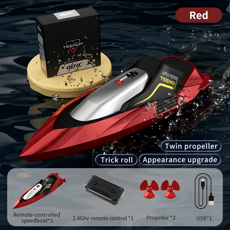 MINI lancha motora RC con detección de agua inteligente, barco de 2,4G de tamaño grande, reinicio de acrobacias, hélices duales, barco de Control remoto de largo alcance de carreras