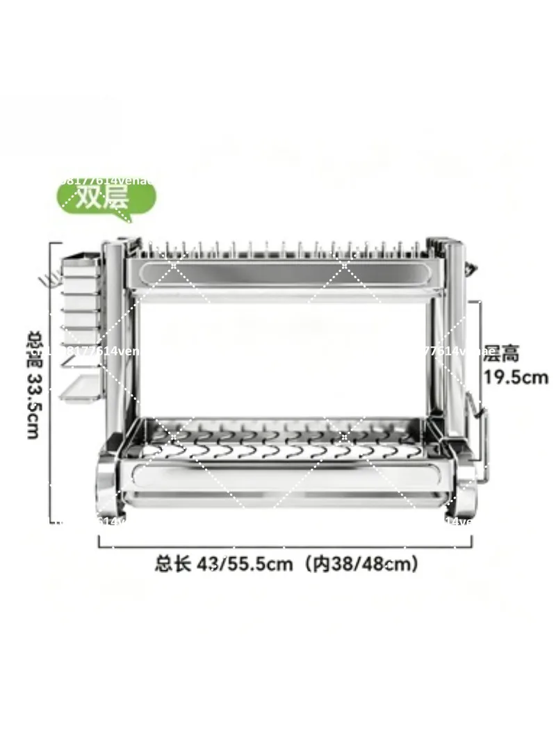 2 Tier Dish Drying Rack for Pots Pans, Kitchen Sink Drainer Rack, Space Saving Counter Organizer