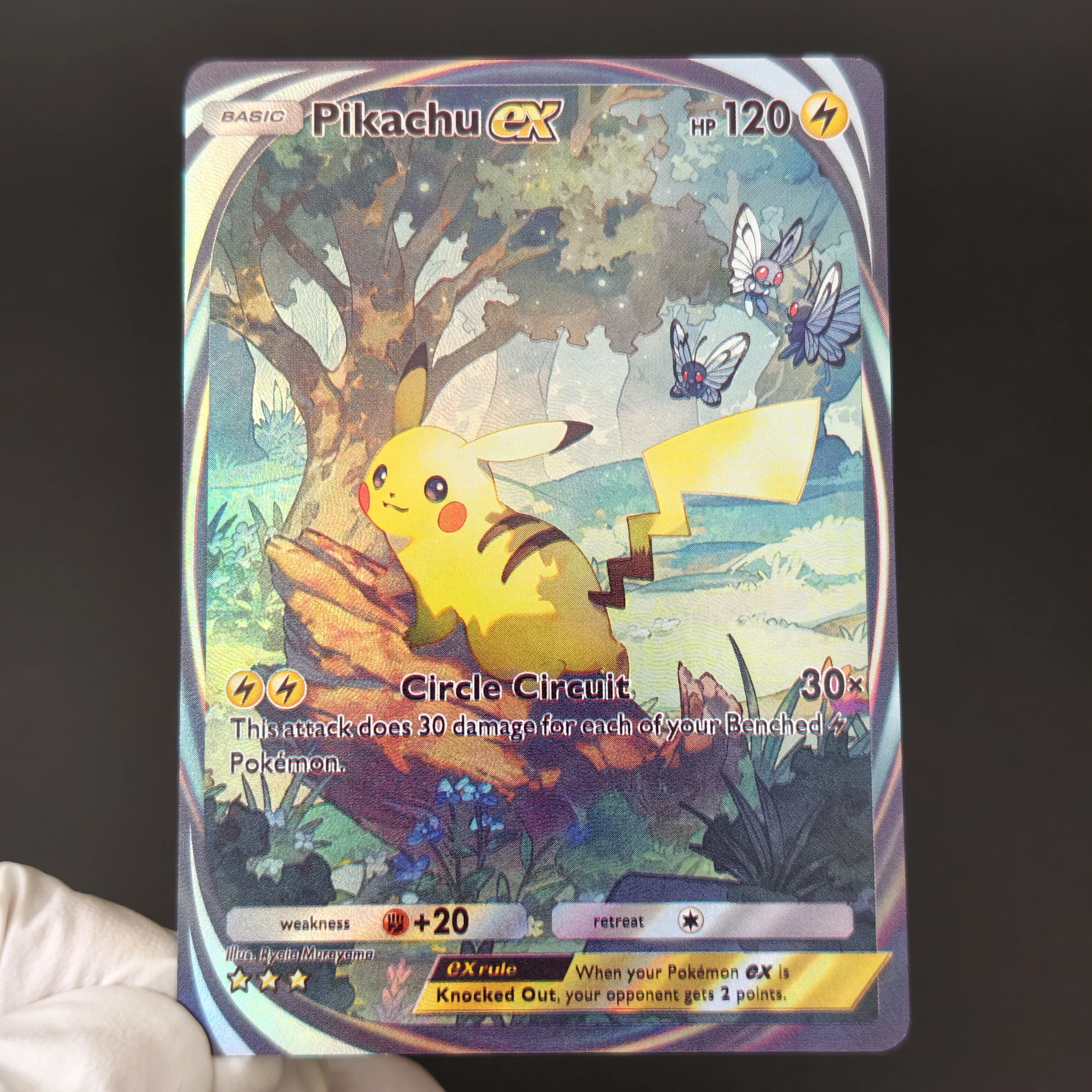 English PKM Card TCG Proxy HOT Pocket Arceus EX Mew Dialga Colorful Border Textured Classic Game Collection Card