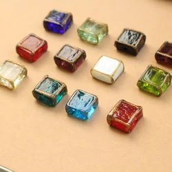 Vintage 12mm Lampwork Glass Beads Square Bead Red White Black Mixed for Earring Braclet Necklace Jewelry Making Charms DIY Acce