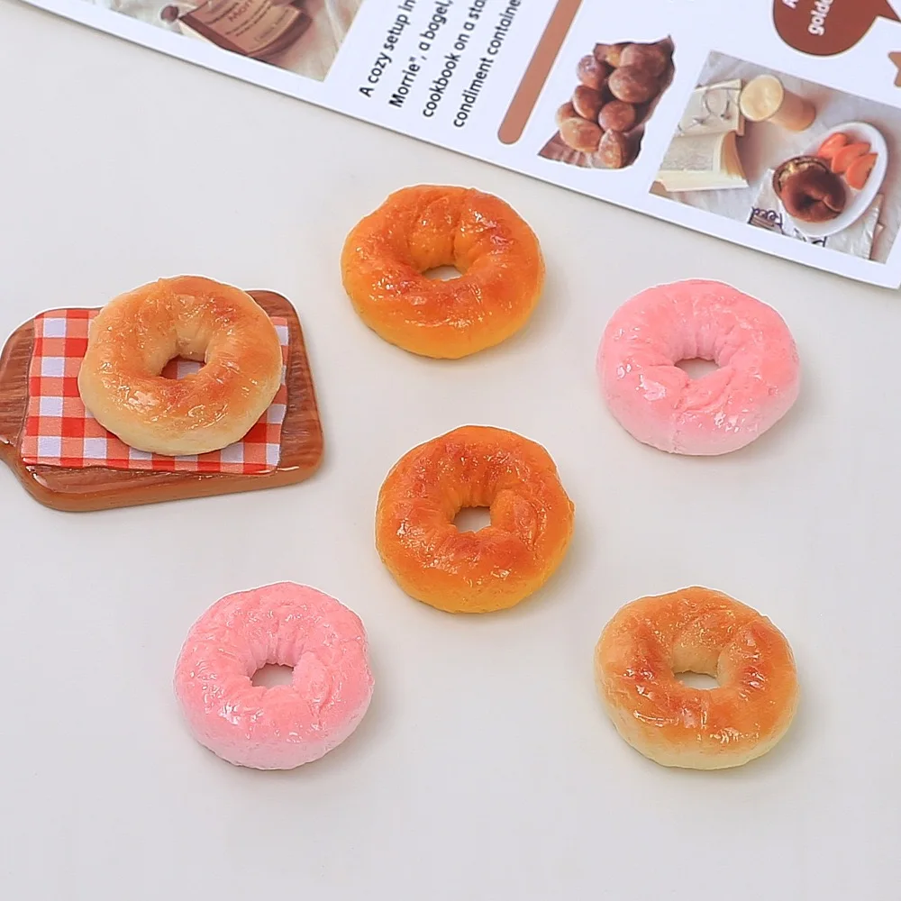 10pcs Sweet Bagel Bread Resin Flatback Cabochon Fake Food Decoration Making Accessories DIY Dollhouse Kichen Play Toys
