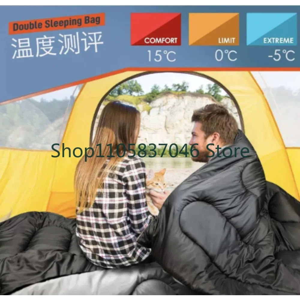 Double sleeping bag for adults, outdoor warmth, winter camping, indoor universal, thick waterproof and cold proof, detachable
