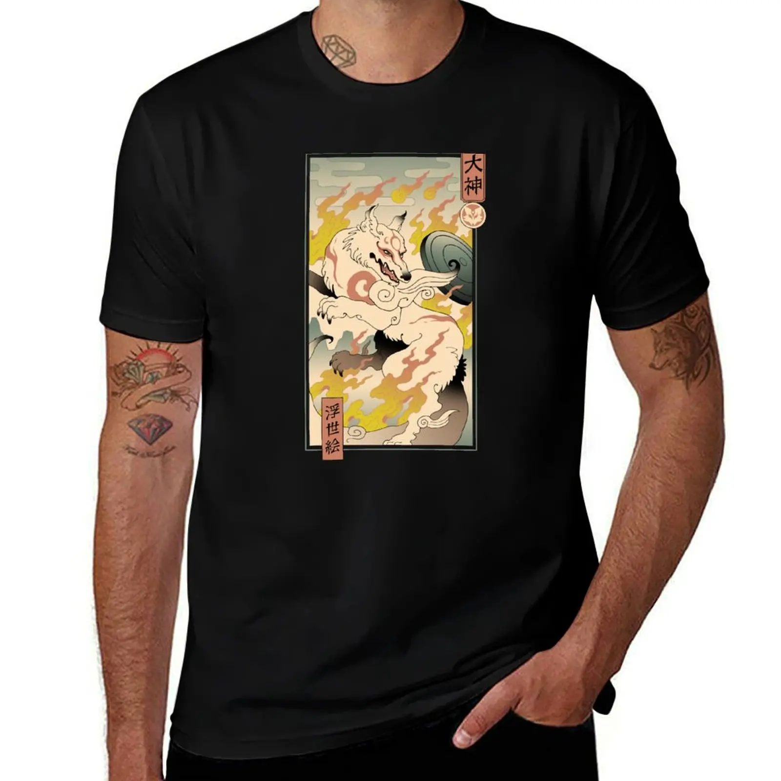 

Okami Ukiyo-e T-Shirt Street Art Print Tee Shirt