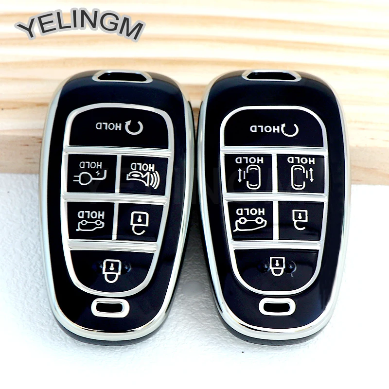 For Hyundai IONIQ 5 Solaris NEXO NX4 Sonata Hybrid New Grand Santa Fe Tucson 2020 2021,6Buttons TPU Car Key Case Cover Shell Fob