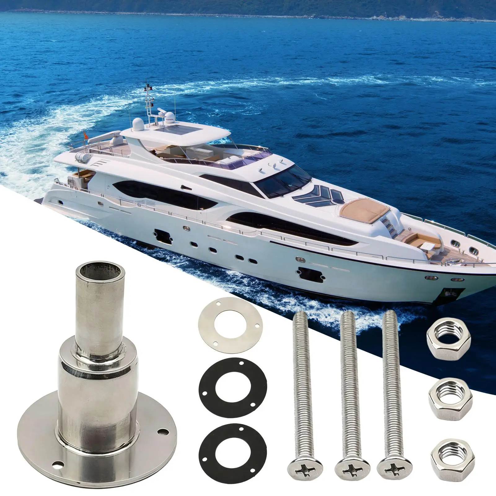 Thru Hull Exhaust Skin Fitting Connector Socket Hardware 22mm/24mm Stainless Thru Hull Fittings for Automotive Ship Yachts Car