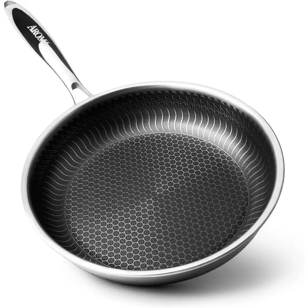 

10-дюймовая сковорода из нержавеющей стали с антипригарным керамическим покрытием и защитой от царапин с сотовой поверхностью