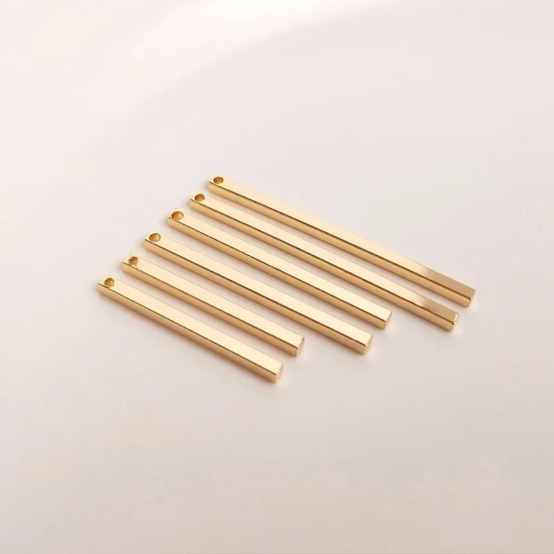 WZNB 10Pcs Gold Plated Square Bar Charms Geometry Pendant for Jewelry Making Handmade Earring Bracelet Necklace Diy Accessories